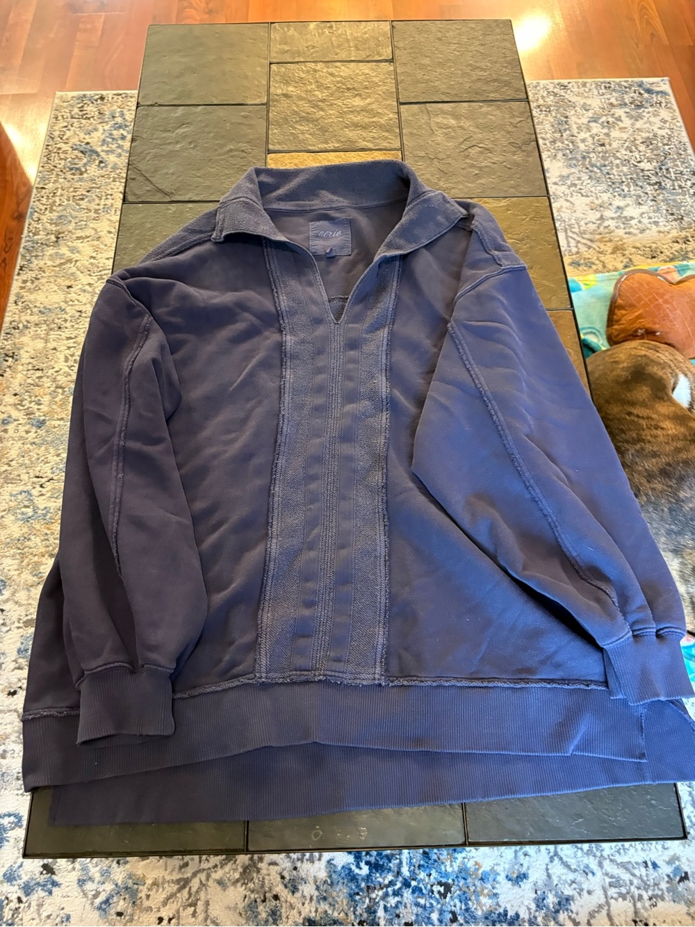 aerie Navy Pullover Shirt Jacket